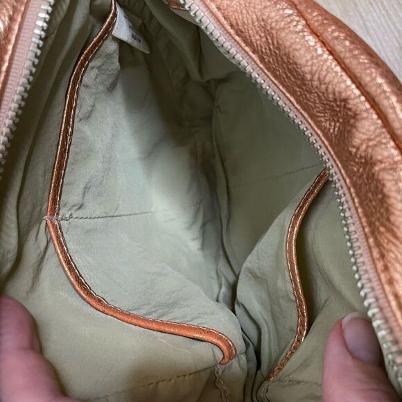 Baggu Anthropologie Delphine Leather Circle Bag Crossbody Purse Rose Gold - Picture 6 of 11